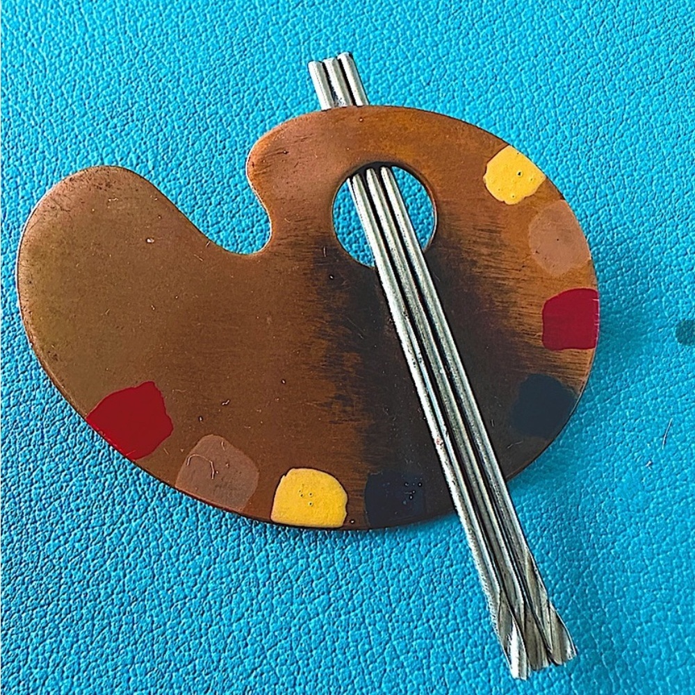 Francisco Rebajes Copper Artist Palette Brooch Signed